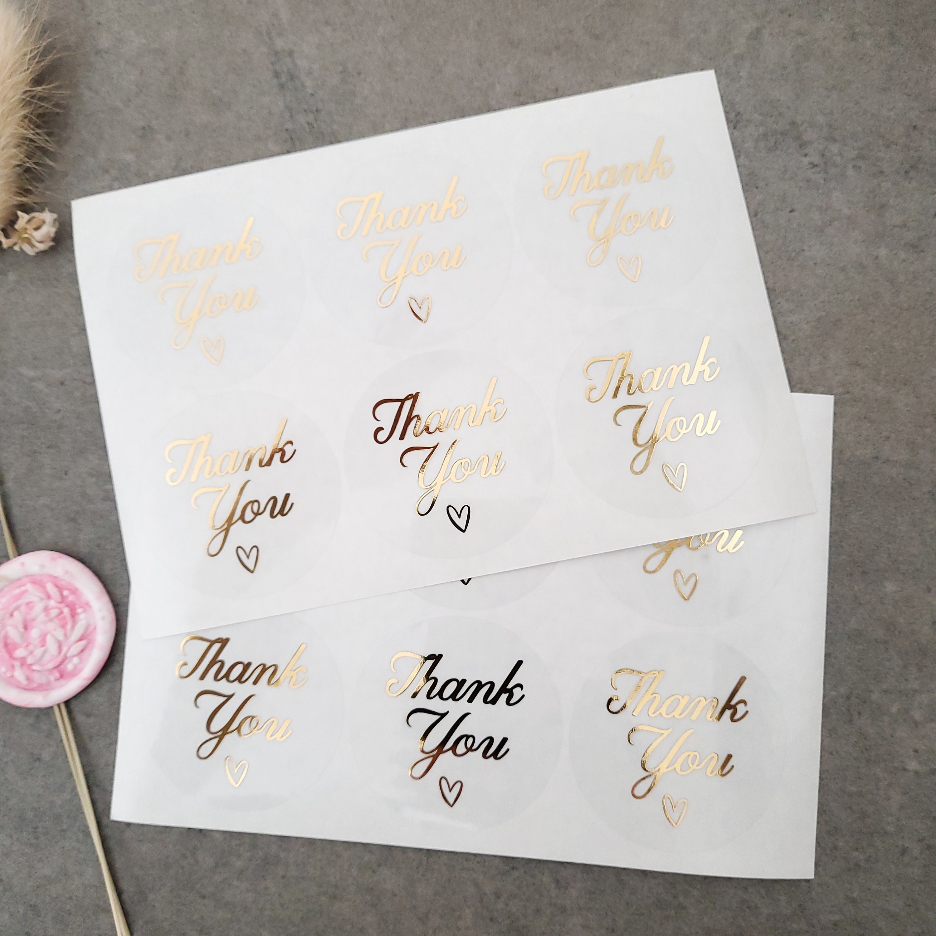 Gold Foil Thank You Stickers: Clear Wedding Favor Labels - Etsy