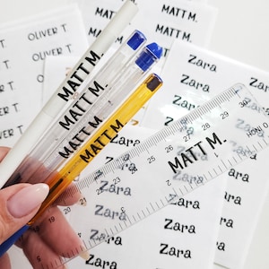 Etichette personalizzate per i bambini, adesivi trasparenti con nomi impermeabili, adesivi personalizzati per bambini, etichette per scuole, asili nido e campi, lamina d'oro