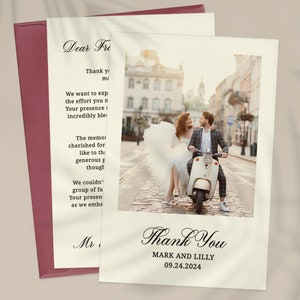 Hochzeit Dankeskarten, Personalisierte Foto Hochzeit Dankeskarten, Benutzerdefinierte Moderne Hochzeitsfoto Dankeskarten, Gastkarten mit Umschlägen