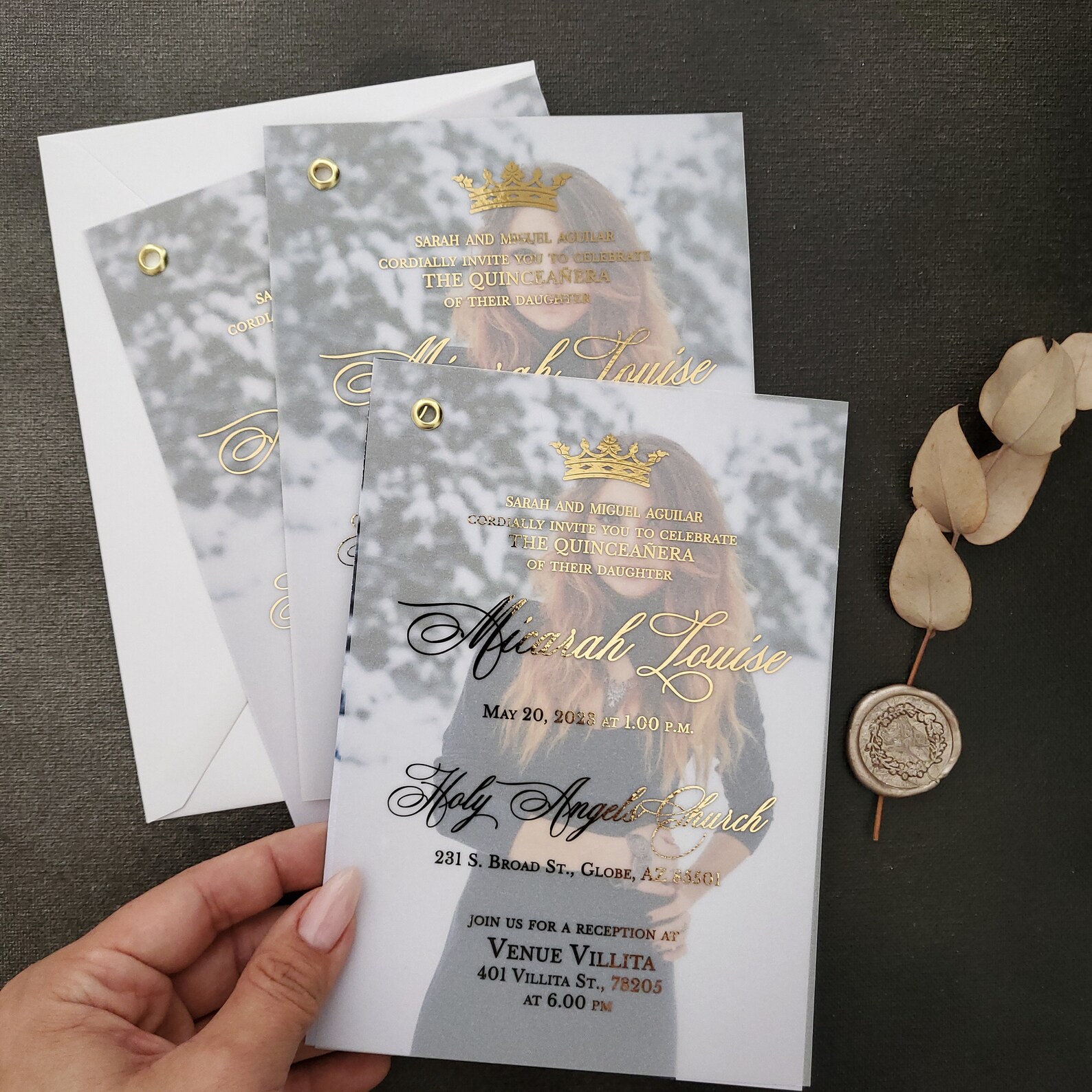 Vellum Quinceanera Invitations Sweet 15 Birthday With Photo Etsy