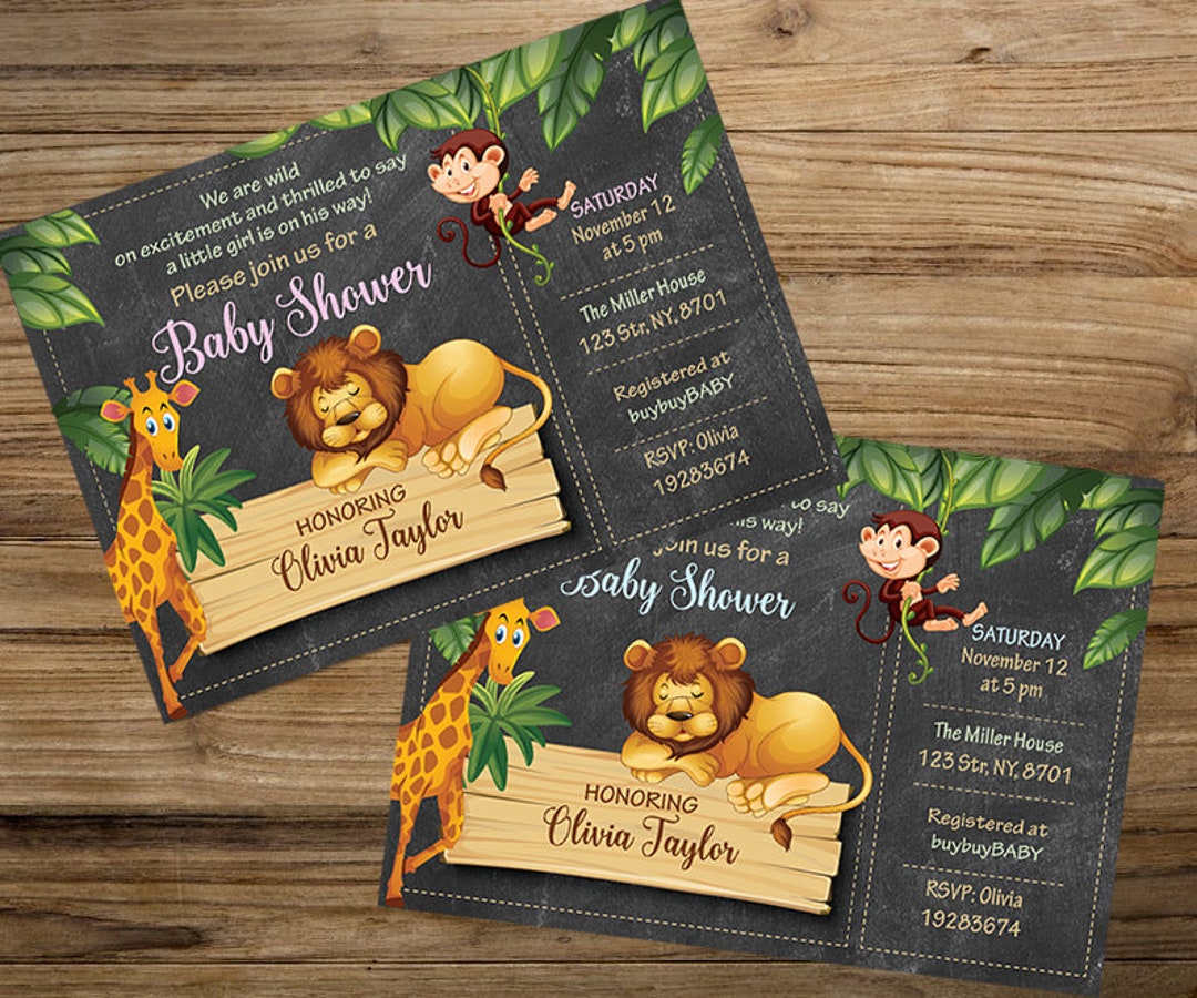 Animal Baby Shower Invitations Safari Animals Baby Shower Invitations