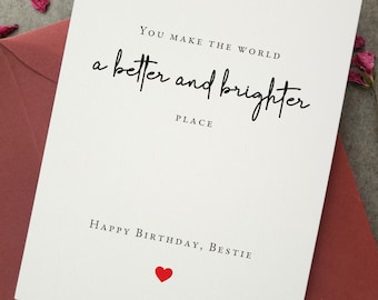 Bestie Birthday Card: Elegant Calligraphy, Felt-Marked Cardstock