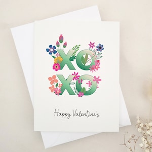 Carte de Saint-Valentin XOXO, carte de Saint-Valentin câlins et bisous pour petite amie, femme, petit ami, carte de Saint-Valentin mari, impression personnalisée à l'intérieur de la carte