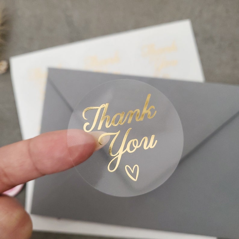 Gold Foil Thank You Stickers: Clear Wedding Favor Labels - Etsy