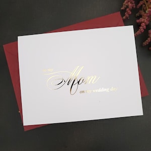 Alla mia mamma per il giorno delle mie nozze, biglietto di ringraziamento per la mamma, biglietto piegato in lamina d'oro rosa, regalo per la madre della sposa