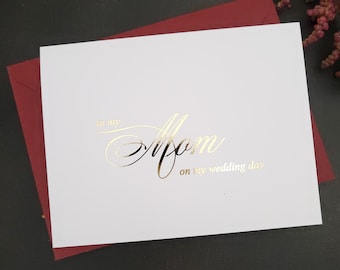 Goudfolie trouwdagkaart cadeau voor mijn moeder, moeder van de bruid