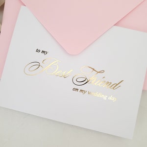 Cartes de correspondance en feuille d'or À mon meilleur ami le jour de mon mariage Carte de vœux pliée en or, argent et or rose Carte de fête de mariage Carte de mariage meilleur ami