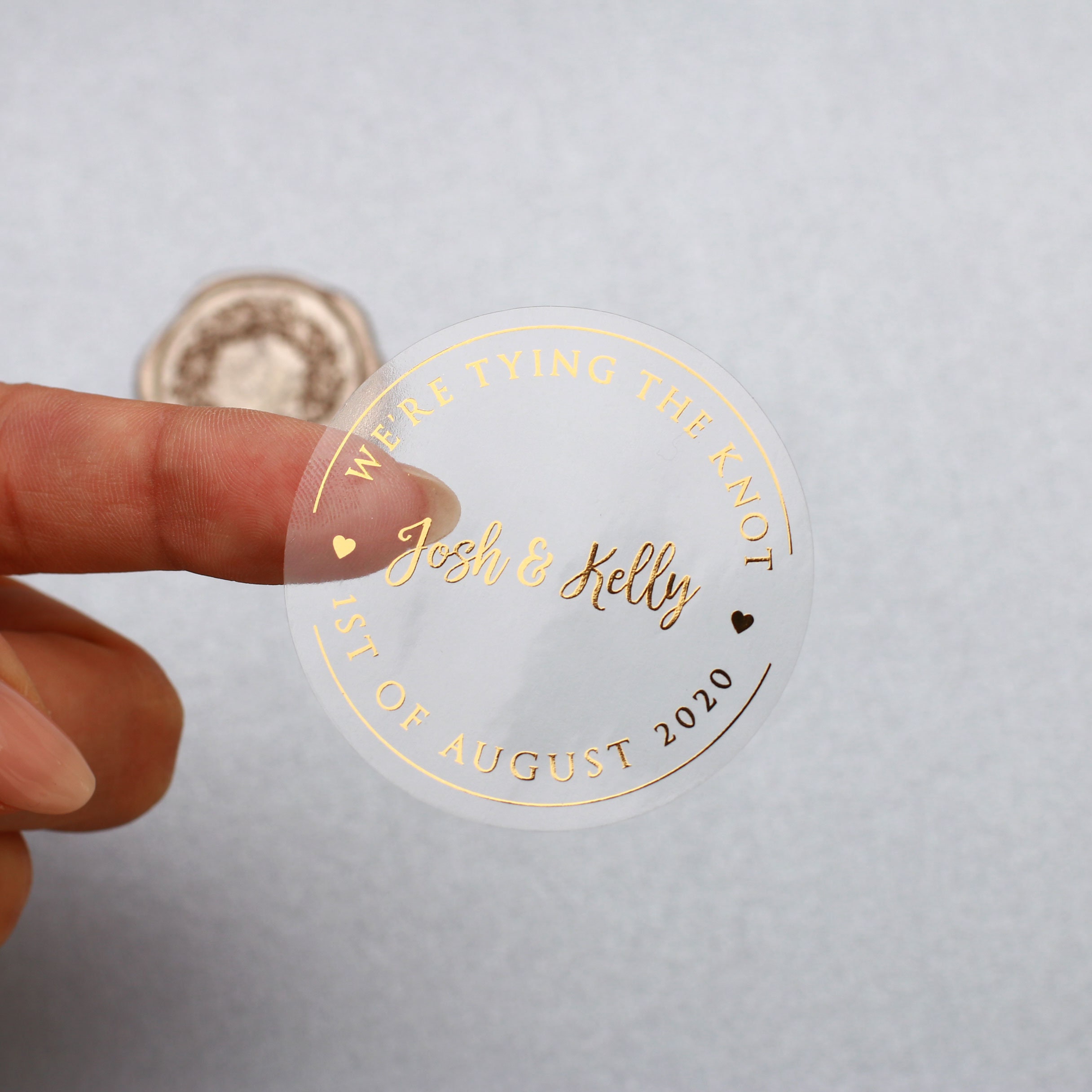 Gold Foiled Envelope Seals Personalized Wedding Stickers Clear Etsy