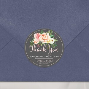 Hochzeitsbevorzugungs-Aufkleber, personalisierte Blumen-Dankeschön-Etiketten für Geschenke und Verpackung, Brautduschenbevorzugung Bild 7