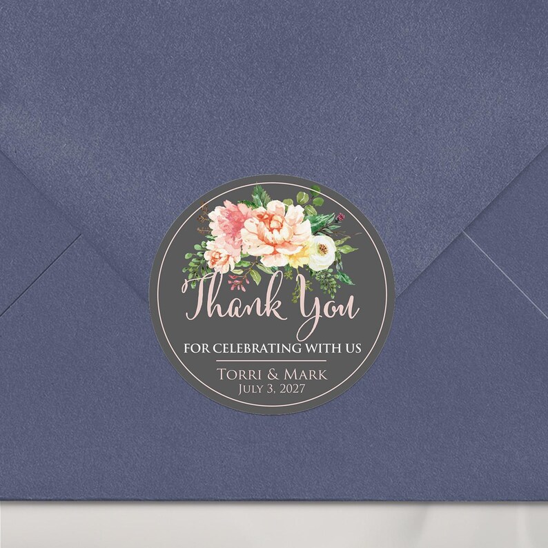 Hochzeitsbevorzugungs-Aufkleber, personalisierte Blumen-Dankeschön-Etiketten für Geschenke und Verpackung, Brautduschenbevorzugung Bild 7