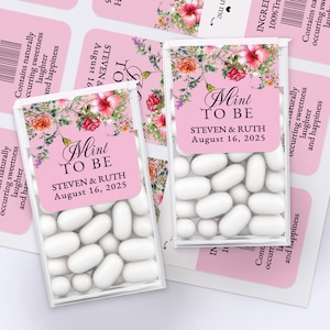 Étiquettes Tic Tac personnalisées - Bonbons roses menthe pour cadeaux de mariage - Stickers pour cadeaux Tic Tac Mints, anniversaires et shower de mariage