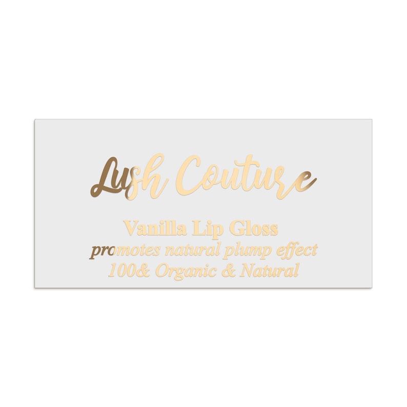 Etiquetas personalizadas para brillo labial. Pegatinas personalizadas para tubos de brillo labial. Etiquetas para bálsamo labial y lápiz labial. Productos cosméticos. Pegatinas transparentes y con detalles dorados. imagen 9