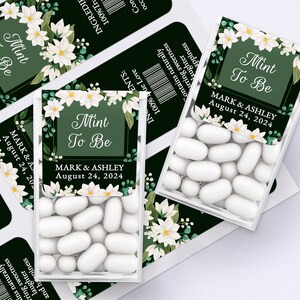 Etichette Tic Tac personalizzate, nero e verde menta, etichette adesive per bomboniere per bomboniere, anniversario, addio al nubilato