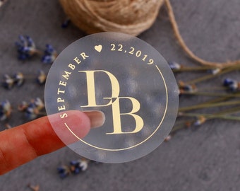 Autocollants de mariage personnalisés entrelacés de monogrammes pour les faveurs, joints d’enveloppe de mariage en or clair personnalisés avec initiales pour les faveurs de mariage