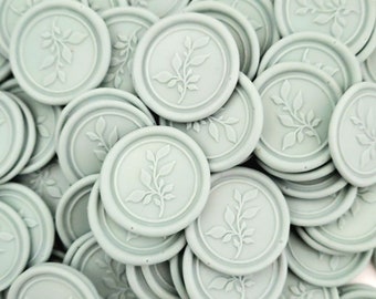 Sage Green Self Adhesive Wax Seal Stickers Labels with Botanical Floral Stamp - Envelope Seals for Wedding Invitations,Save the Dates Invite