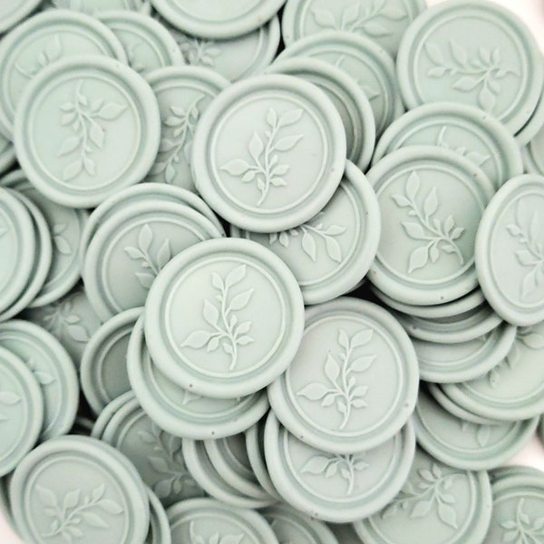 Sage Green Self Adhesive Wax Seal Stickers Labels with Botanical Floral Stamp - Envelope Seals for Wedding Invitations,Save the Dates Invite
