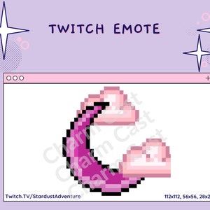 Pink Pixel Moon and Clouds Emote for Twitch, Youtube, Discord