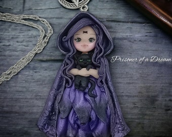 OOAK witch and little black cat