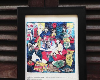 wooblock painting from our local artist Tran Nguyen Đán, printed on Do paper, traditional handmade paper of Vietnam