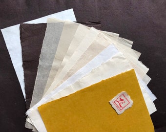 10 samples (A4) handmade Do bark paper, acid-free, ideal for watercolours, calligraphy, DIY cards and more!