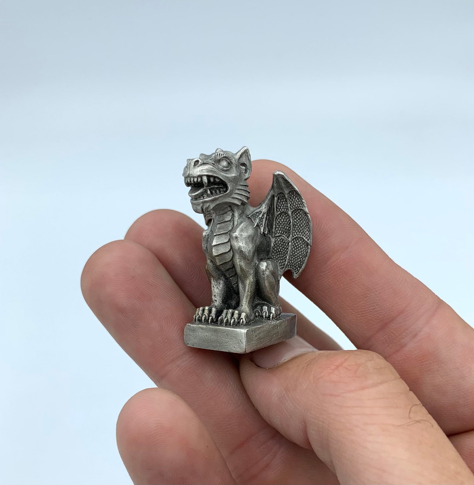 Pewter Gargoyle Statue 1.5 Inches Etsy