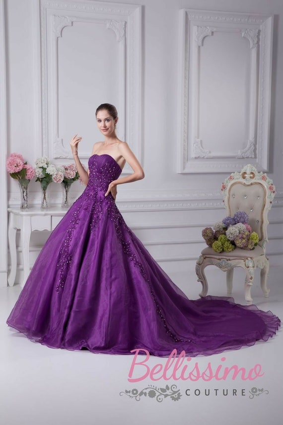 Black and Purple Gothic Wedding Dress With Floral- Sexy Gothic Straple –  WonderlandByLilian