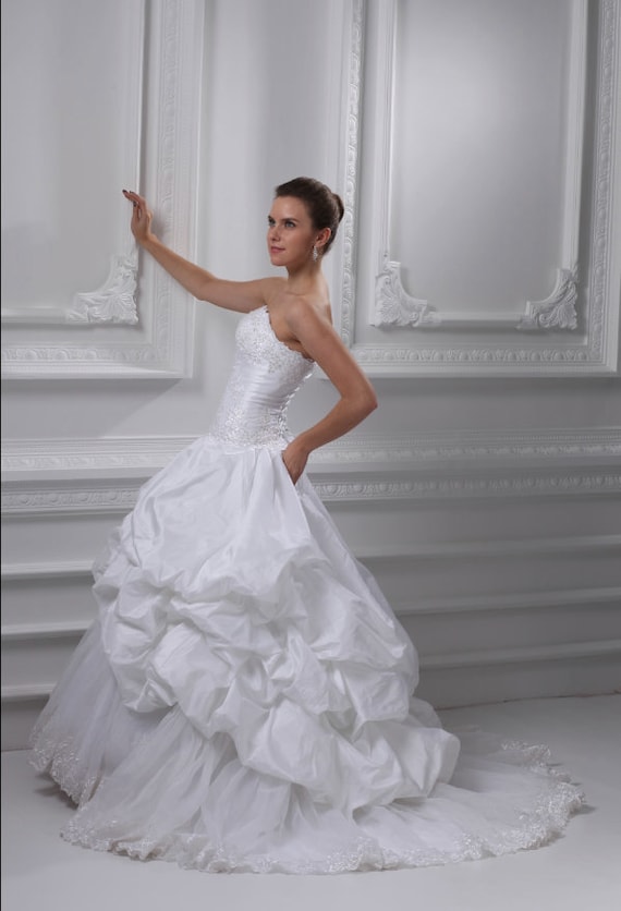 Ian Stuart - Pale Gold Full V-Neck Ball Gown - 33567 | UKbride