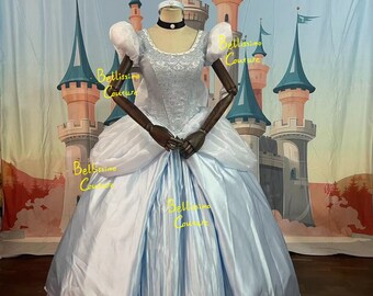 High Quality party entertainer Princess Dress Cinderella blue/white Costume adult SIZE 6,8,10,12,14,16