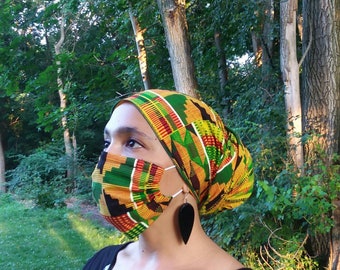 masque d’impression kente, masque facial en coton, revêtement de visage d’impression kente
