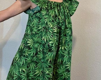 robe style paysanne - robe feuille verte