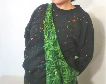 sac vert, sac à bandoulière, élingue réversible, sac, sac d’épicerie, sac artisanal