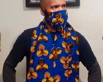 Foulard imprimé africain, foulard en coton, écharpe à franges, écharpe et masque,