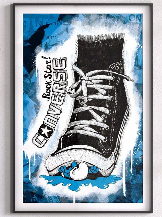 policía Obsesión Prescripción Smurf Converse Cartoon Poster Print Cartel A2 42x60cm A3 Josh - Etsy