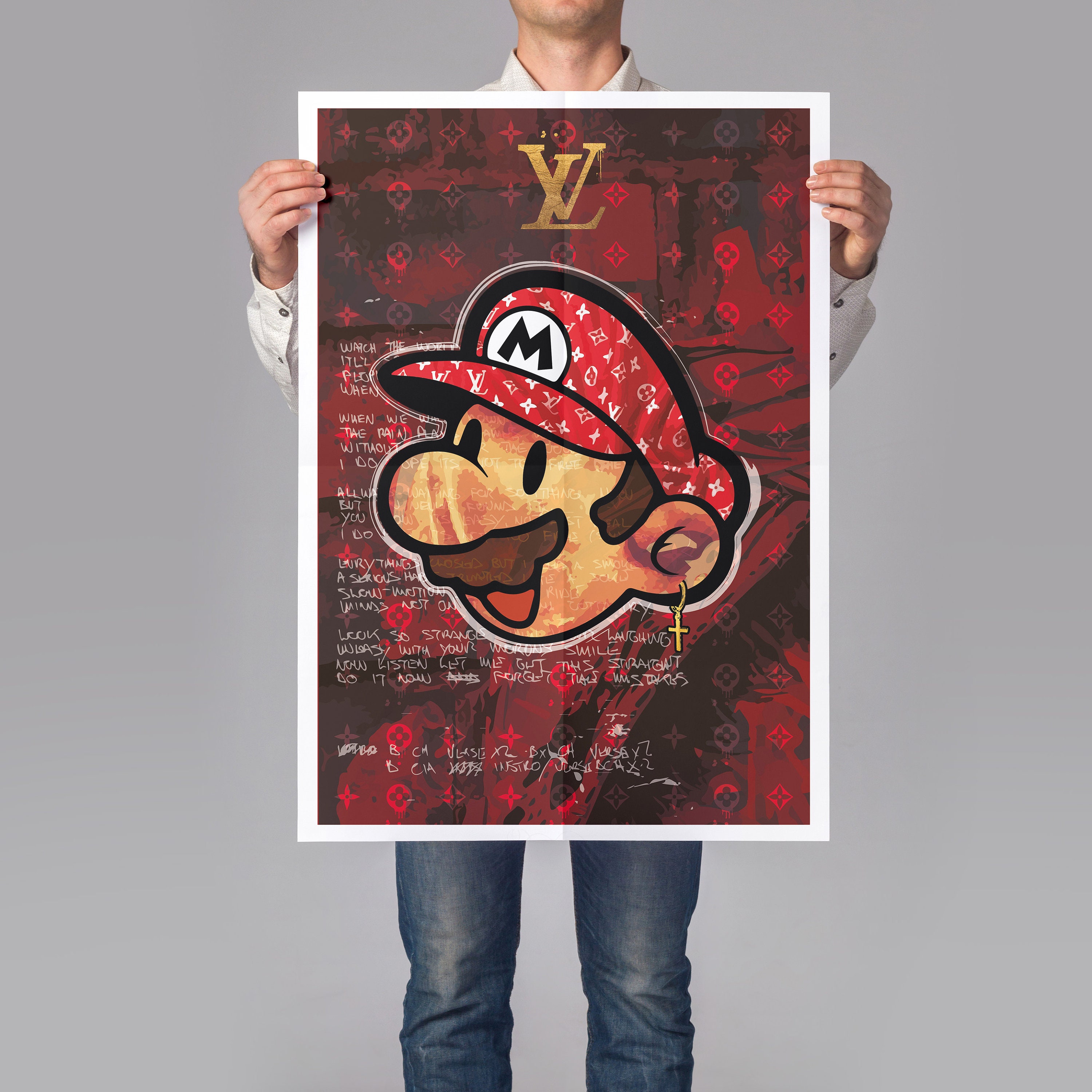Buy Super Mario Bros LV Louis Vuitton Supreme Blue Poster Print
