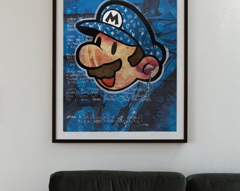 Super Mario Bros LV Louis Vuitton Supreme Blue Poster Print 