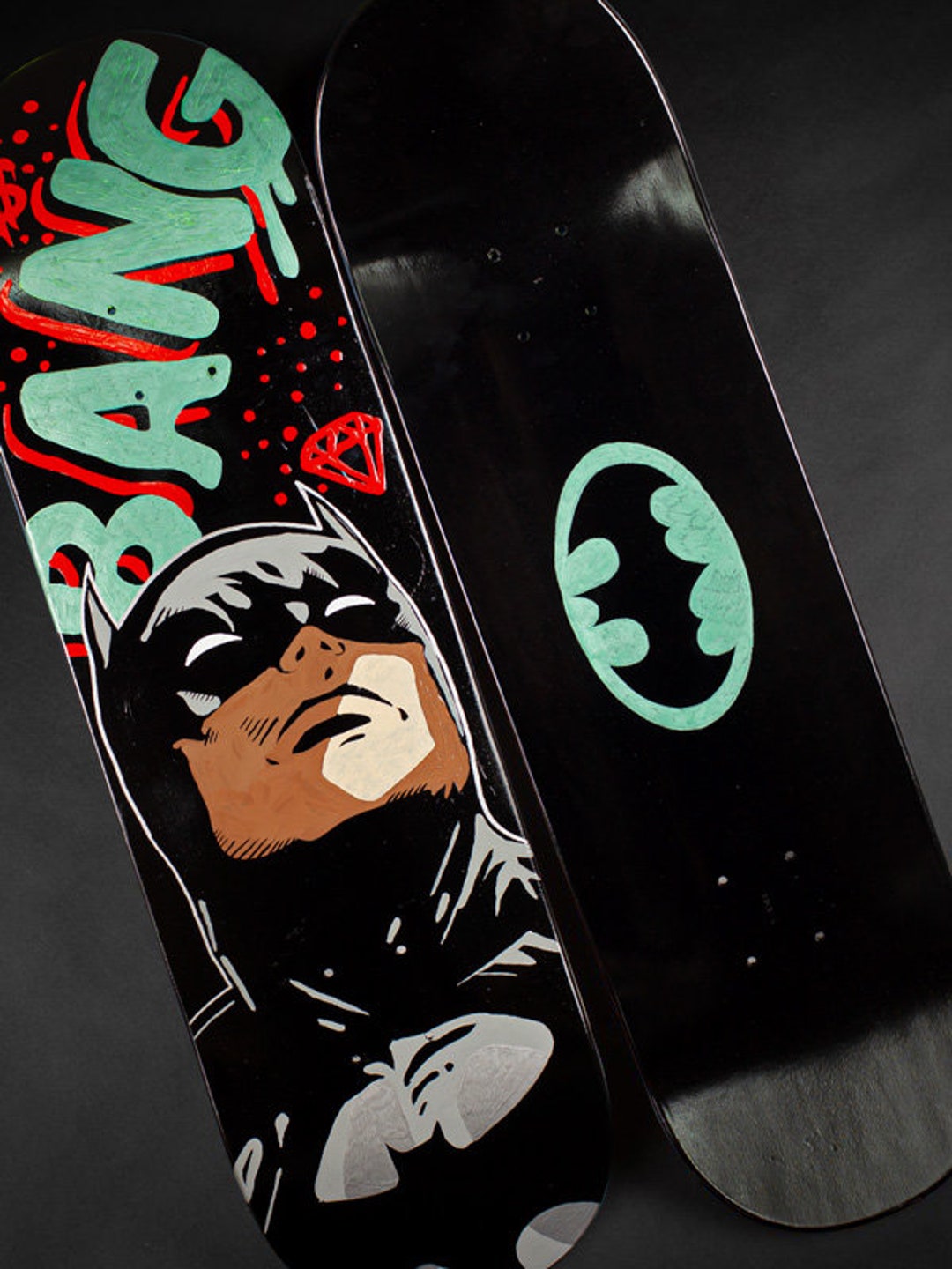 The Batman DC Comics Marvel Skate Deck Table Black Canadian - Etsy
