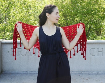 Bleeding heart shawl pattern. Shawl that will look stylish in any yarn color, elegant accessory, original design.