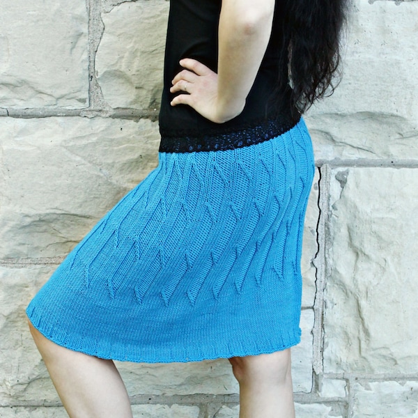 Knitting pattern, A-line stylish flattering skirt, original design, sizes XS to 2X