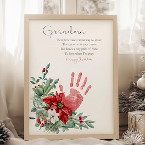 Christmas Gift for Grandma, Christmas Handprint Craft from Grandchild, Holiday Handprint Craft Printable, DIY Christmas Keepsake for Grandma