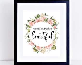 Floral Watercolor Mom Quote Art Print (Digital Download)