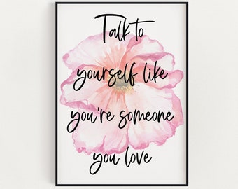 Impresión con frase de amor propio: Arte mural con afirmaciones positivas (descarga digital)
