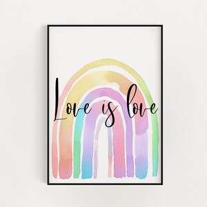 Love Is Love Pastel Rainbow Print: LGBTQ Pride Art (Digital Download)