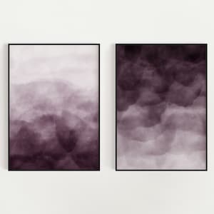 Mauve Purple Abstract Painting, Digital Download, Watercolor Wall Art Print, Brush Stroke, Large or Small Poster, Modern Minimalist