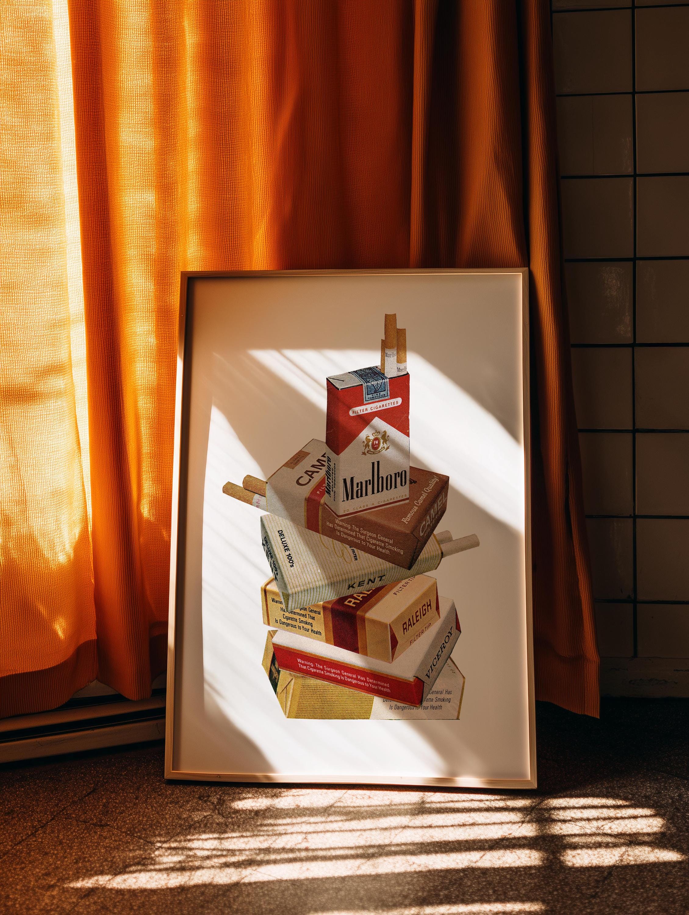 Vintage Cigarette Collage Digital Download- Life Magazines 1960s 1970s-  Marlboro, Camel, Kent, Retro, Wall Art, Retro America, Bar, Mancave