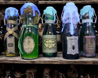 Apothecary Potion Bottles | Color Changing | Halloween Decor |  Altar | Goddess