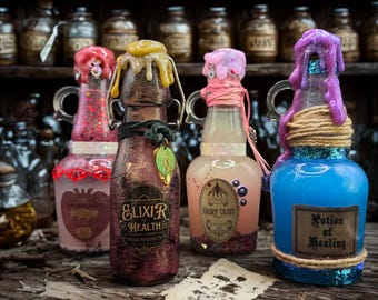Apothecary Potion Bottles | Color Changing | Halloween Decor |  Altar | Goddess