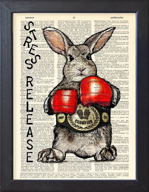 Bunny poster anti stress art boxer print Rabbit boxing | Etsy