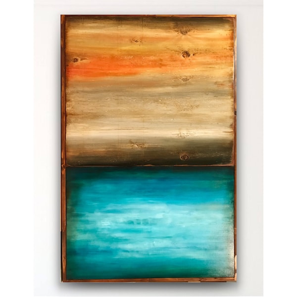 Reclaimed wood wall art,wood seascape,wood wall art,barn wood art,seascape clouds,wood art, abstract,Wall art,abstract painting,pallet art.