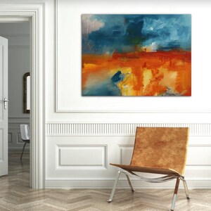 Abstract Painting,Large Colorful Abstract,big canvas,30x40 abstract,Hand Painted,Blue Orange Painting,Yellow Red Abstract,Wall art abstract