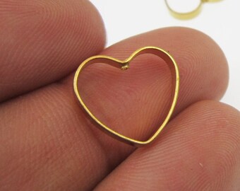 Brass Heart Charms, Heart Earrings Connector, 14x13mm, Earring Accessories, Jewelry Making R026